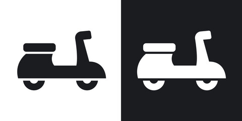 Scooter bike icons in solid black and white collection