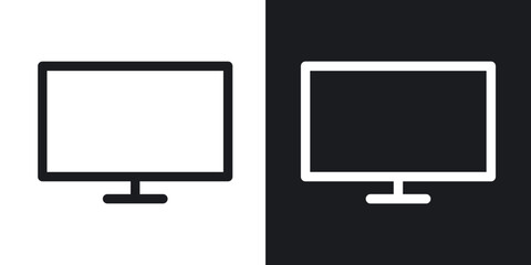 Smart Television icons in solid black and white collection