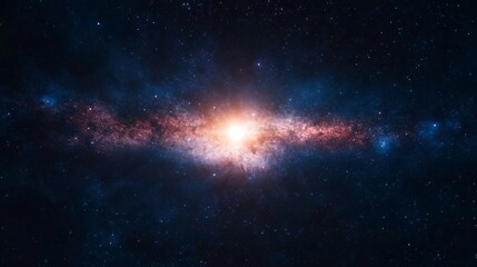 Obraz premium Vibrant galaxy scene, swirling colors and bright lights, highlighting cosmic beauty and vastness of the universe, ideal for themes of exploration and wonder.
