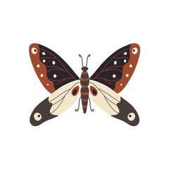 Beautiful vector butterfly in brown shades, flat style illustration