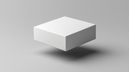 Sleek white box mockup floating effortlessly on solid background, ideal for showcasing designs