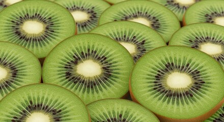 Sliced Kiwi Fruit on White Background