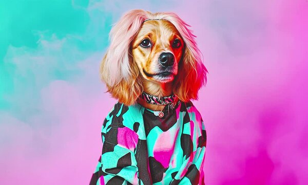 Fashion dog party disco style.