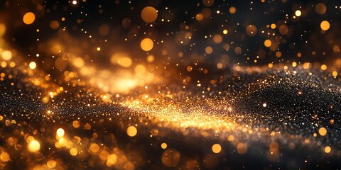 Fototapeta premium Seamless Golden Glitter Particles in Motion, Elegant Background for Branding