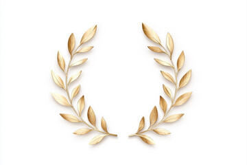 Elegant golden laurel wreaths on a white background representing victory and achievement. isolated on white background.