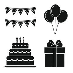 Birthday and Celebration Icons Cake, Candles, Hats and More