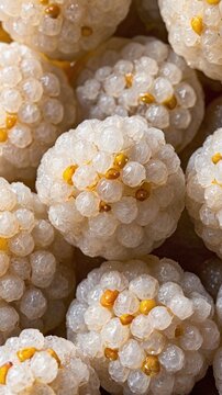Sago or Sabudana Raw healthy sago balls or Tapioca Pearls made from tropical palm trees or with tapioca the starch from cassava
