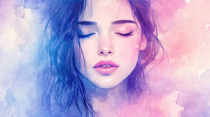 Fototapeta premium Dreamy watercolor gradient with soft pastel shades, creating a peaceful and inspiring background