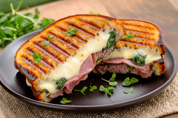  ham and cheese steak panini