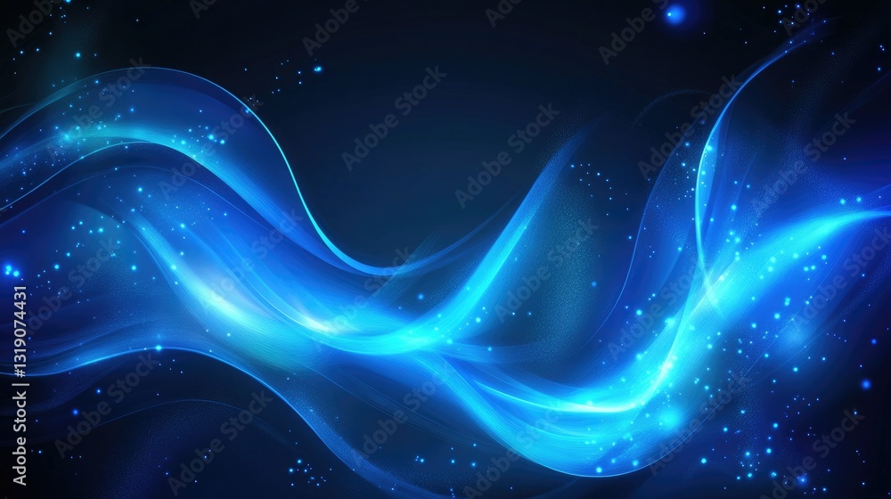 Poster dynamic blue abstract background with futuristic curved lines and glowing effects
