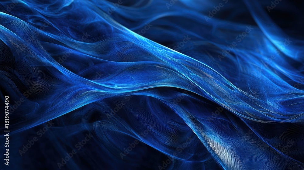 Poster dynamic blue abstract background with futuristic curved lines and glowing effects