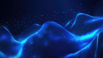 Dynamic blue abstract background with futuristic curved lines and glowing effects