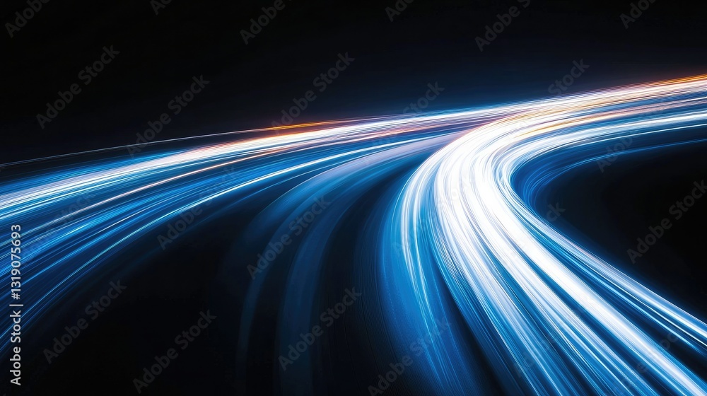 Poster futuristic light trails forming an abstract pattern in a deep black space