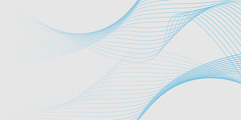 Abstract blue smooth waves on white background. Dynamic sound waves. Vector illustration.