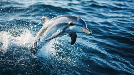 Leaping Dolphin Captured in Dynamic Dive Amid Ocean Waves
