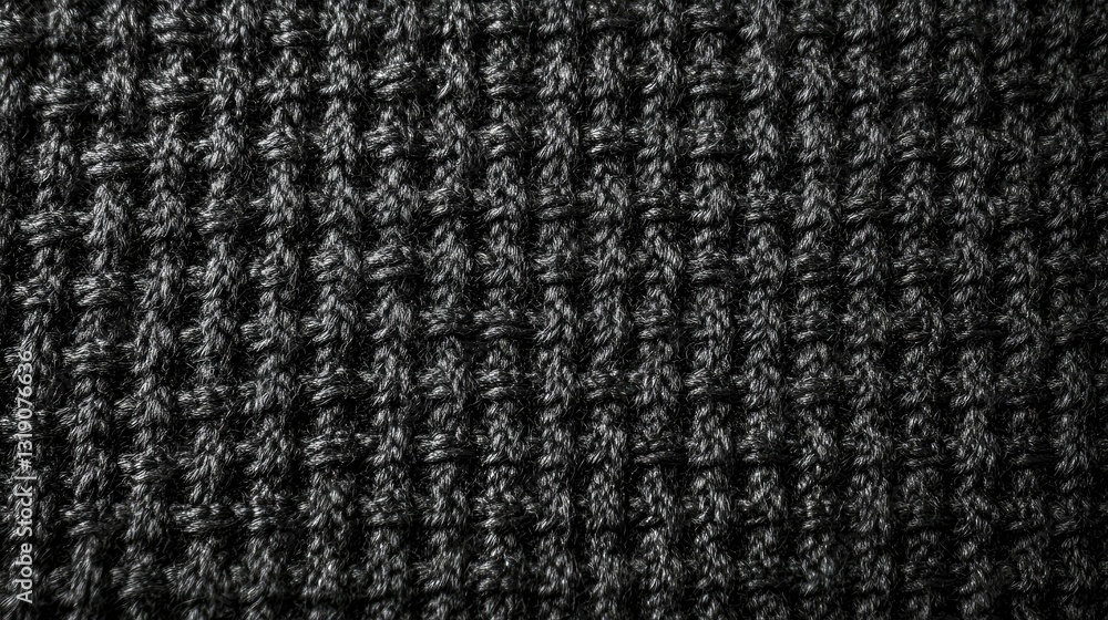 Poster high-quality black textile background with a deep canvas texture, ideal for minimalist and elegant d