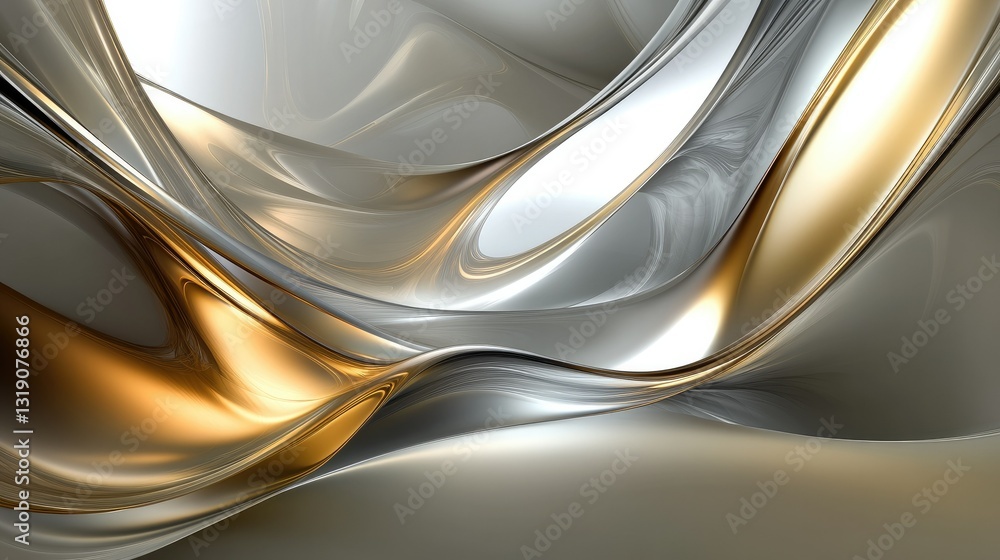 Poster high-resolution abstract background with fluid metallic textures and glowing neon hues