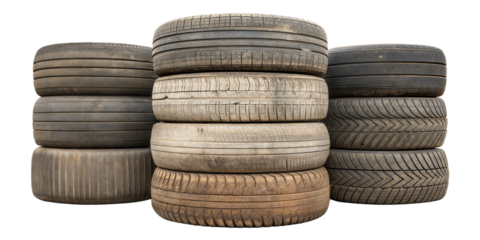 old dirty tire stacks isolated on white background png