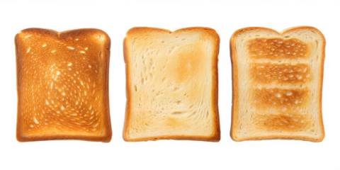 3 sets of sliced roasted toast bread top view isolated on white background png
