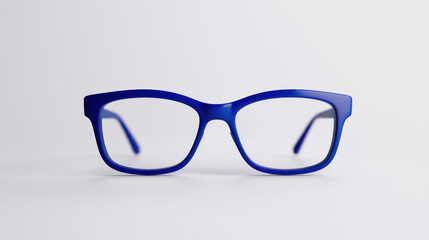 Fototapeta premium Stylish blue eyeglasses on a neutral background for modern eyewear trends. isolated on white background.