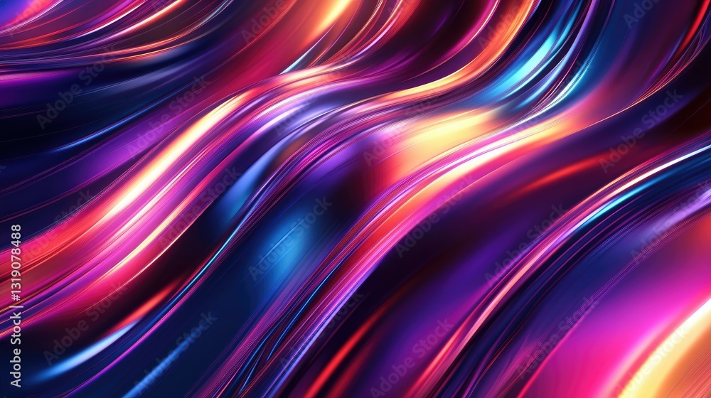 Poster minimalist abstract metal texture with curved lines and depth