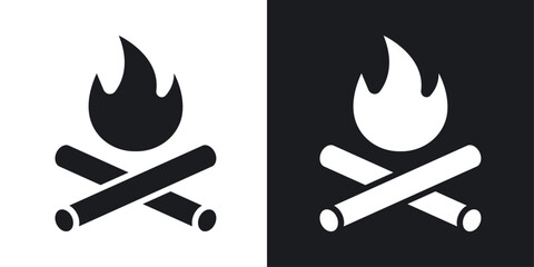 Campfire vector icon set in solid style.