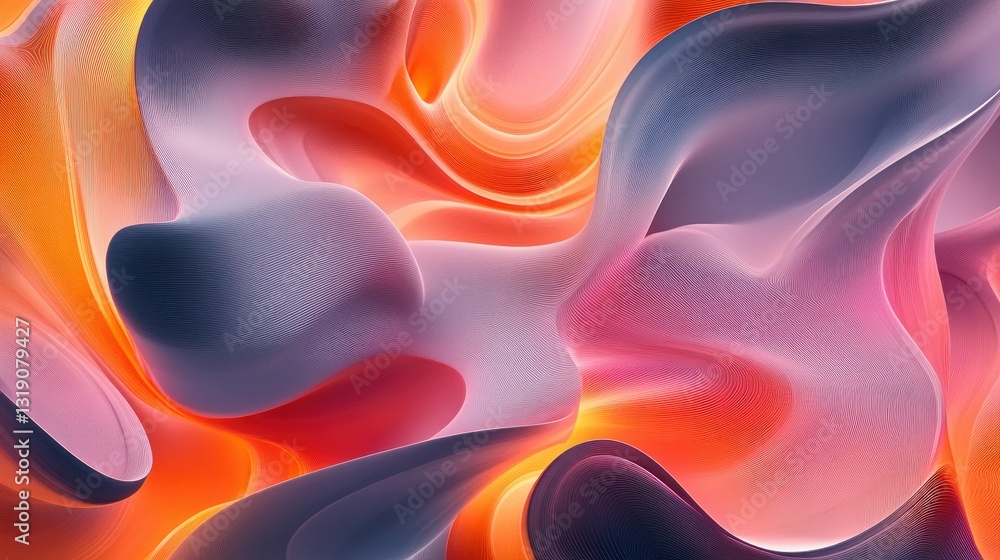 Aufkleber modern abstract digital background with dynamic flowing shapes and vibrant colors