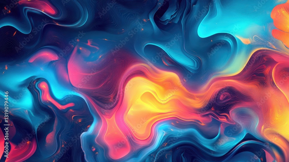 Poster modern abstract digital background with dynamic flowing shapes and vibrant colors