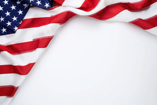 USA flag draped elegantly with a clean white background for a patriotic theme. isolated on white background.