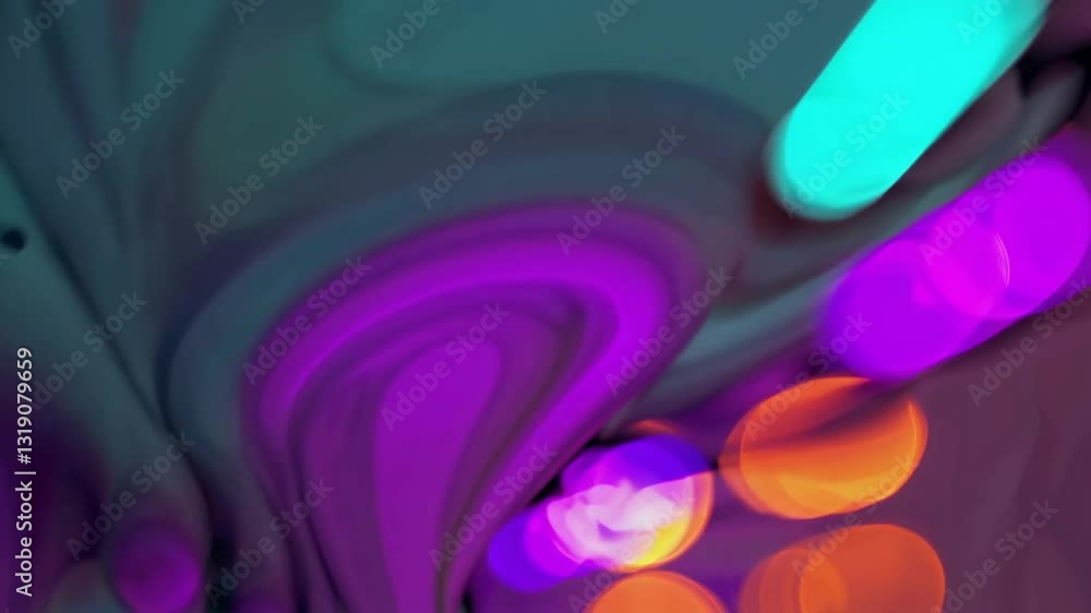 Poster vibrant abstract background with purple swirls and colorful light bokeh effect