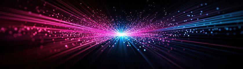 Obraz premium Vibrant abstract light rays creating dynamic visual patterns in dark background.