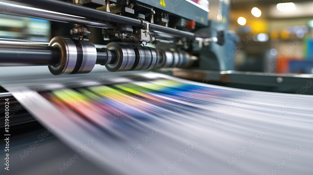 Aufkleber a high-speed offset printing press, creating sharp and vibrant magazine pages.