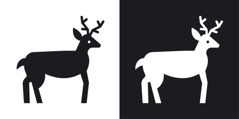Deer vector icon set in solid style.