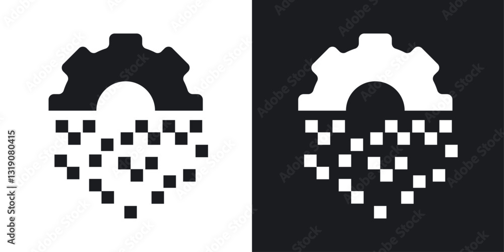 Poster digital transformation vector icon set in solid style.