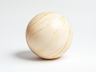 Smooth marble sphere with golden veins showcasing elegance on a plain background