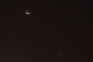 bright half moon arranging on sky in night 