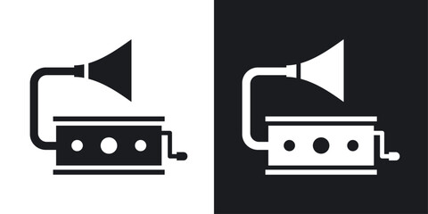 Gramophone vector icon set in solid style.