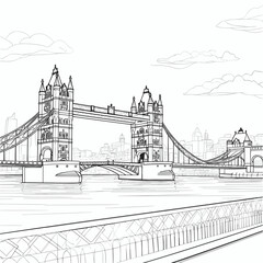 Obraz premium Tower Bridge hand-drawn comic illustration. Tower Bridge. Vector doodle style cartoon illustration