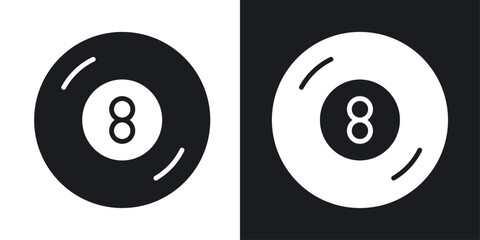 Pool 8 ball vector icon set in solid style.