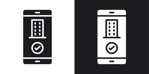 Reservation smartphone vector icon set in solid style.