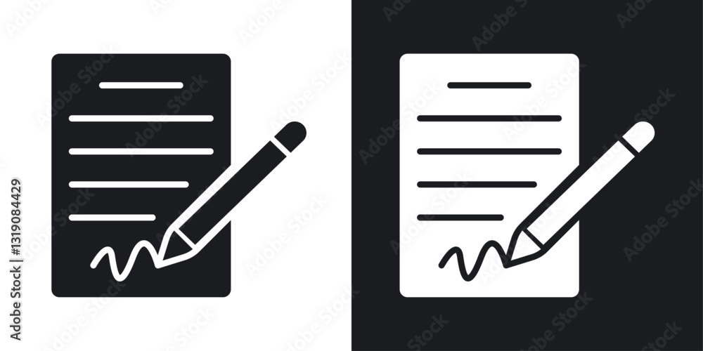 Poster signature file vector icon set in solid style.