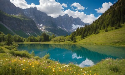 Fototapeta premium 아름다운하늘과 호수 신비로운호수