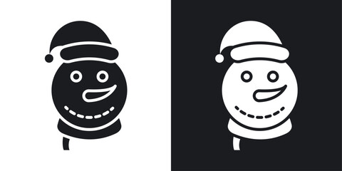 Snowman head vector icon set in solid style.