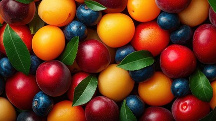 A vibrant assortment of colorful fruits displaying rich textures and natural beauty, perfect for culinary and health-themed projects.