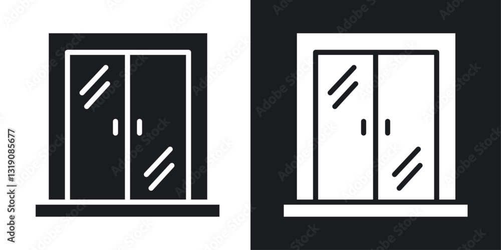 Poster window vector icon set in solid style.