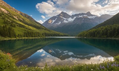 아름다운하늘과 호수 신비로운호수