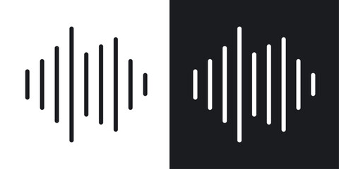 Waveform vector icon set in solid style.