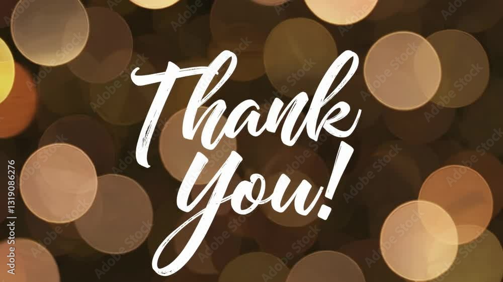 Aufkleber golden bokeh background with thank you text in elegant script. gratitude concept