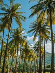 Tropical Palm Canopy against a Vibrant Sky, Paradise Awaits You