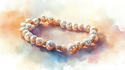 Pearl Bracelet: A Delicate Watercolor Study in Warm Hues